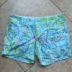 Lilly Pulitzer Blue and Green Bermuda Shorts Vibrant Resort Wear
